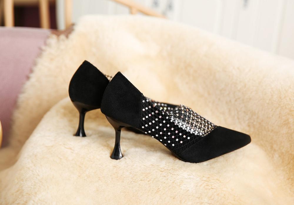 Femmes de luxe chaussures de mariage talons hauts strass Slik femme pompes bout pointu chaussures de fête talons minces printemps automne nouveauté