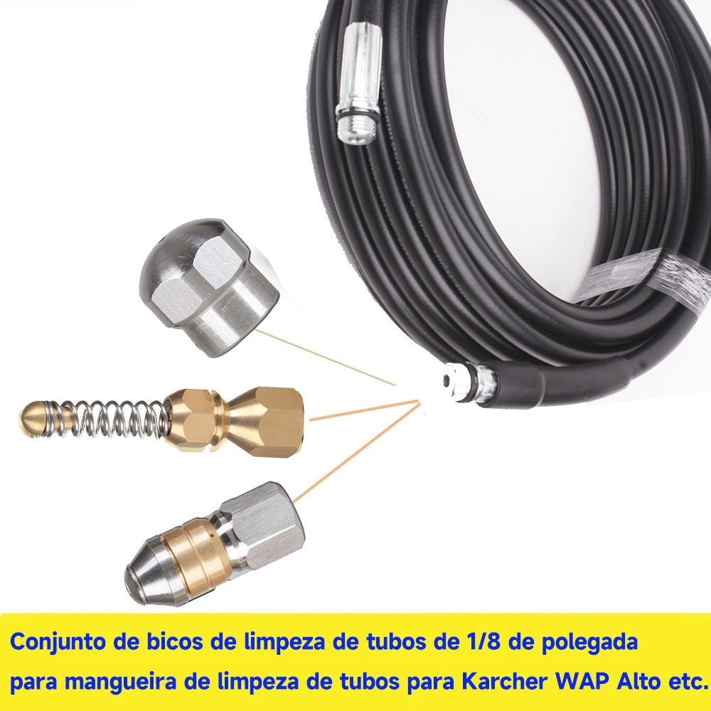 High Pressure Cleaner Sewer Drain Sewer Cleaning Nozzle Accessories 1/8 Inch Stainless Steel Quick Plug Drain Hose Nozzle Tools