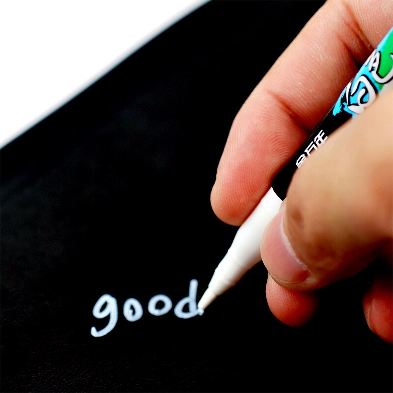 Saber-rotulador permanente de punta fina para pintura al óleo, tinta blanca, traje de escritura suave para papel de grafiti, rotulador de neumáticos de Metal, 12 Uds.