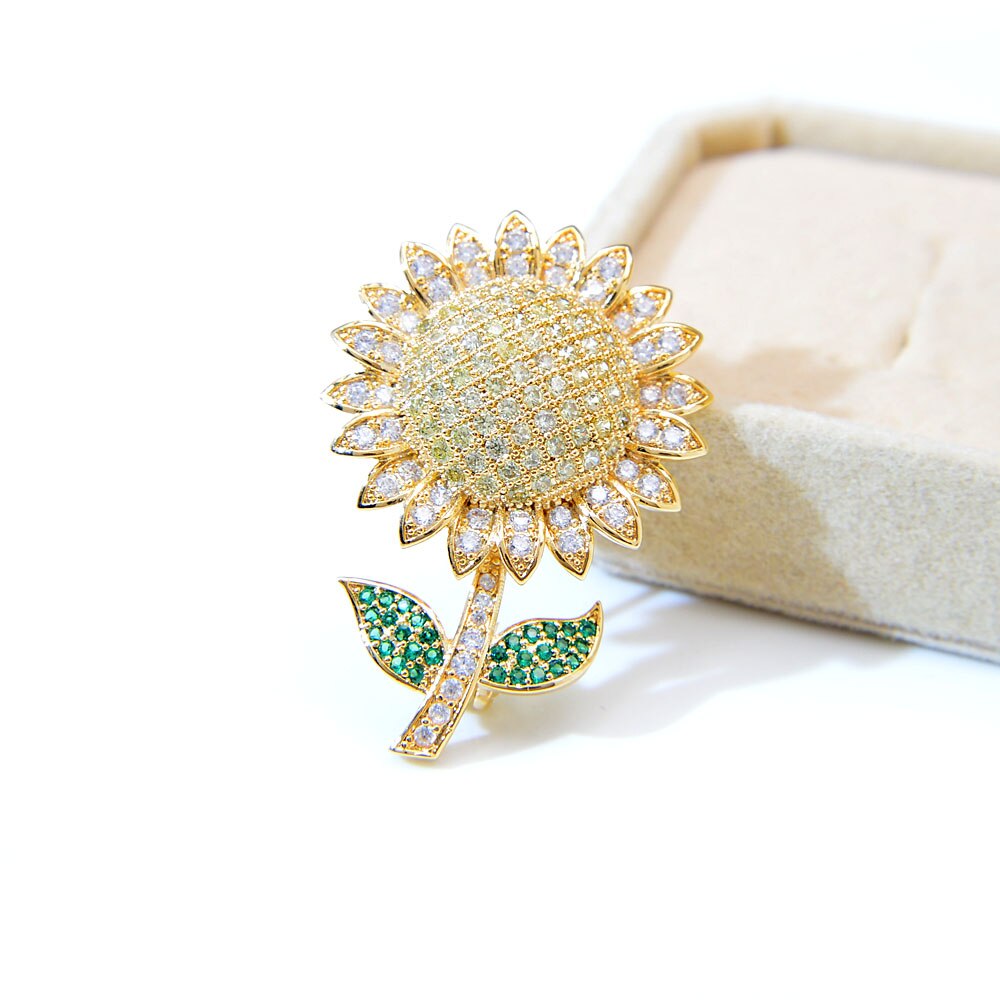 Cindy Xiang Zirconia Kleine Zonnebloem Broches Voor Vrouwen Leuke Bloem Pin Zomer Stijl Mode-sieraden Kraag