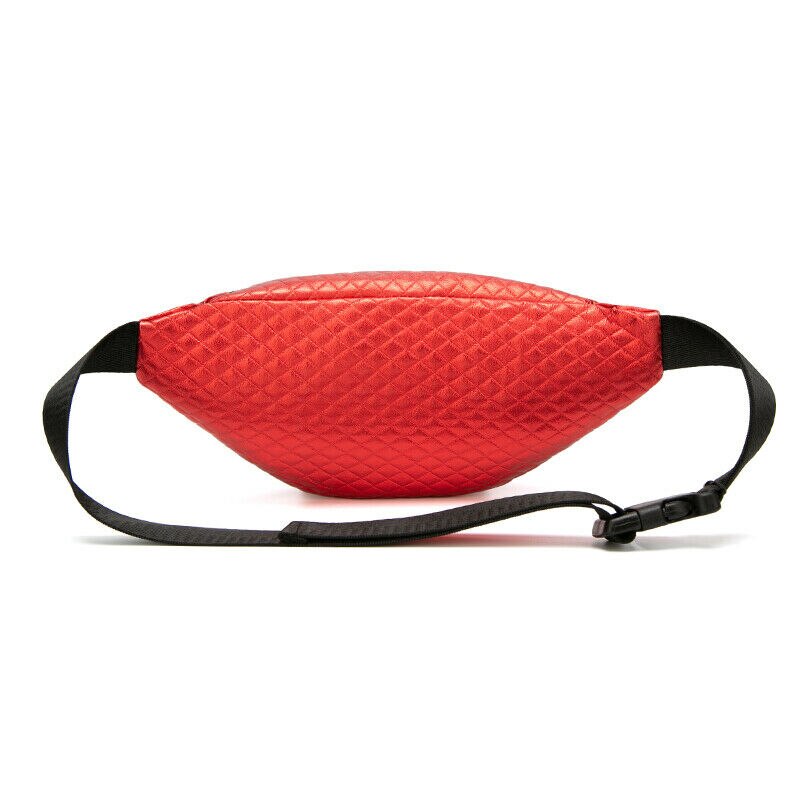 Nova senhora moda diamante padrão fanny pacote feminino couro brilhante bolsa de cintura viagem portátil para o cinto saco de quadril