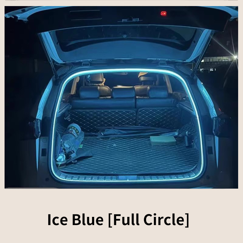 Iluminación de maletero de alto brillo para coche, luz ambiental, decoración interior, cableado LED, tira de luces para puerta trasera con detección automática sin cables