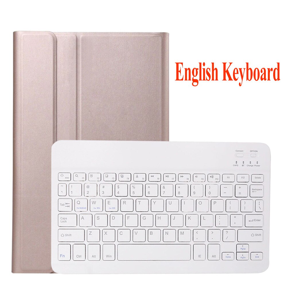 Caso de teclado para samsung galaxy tab s6 10.5 SM-T860 SM-T865 2019 caso russo inglês teclado sem fio capa protetora tablet: Rose Gold-English