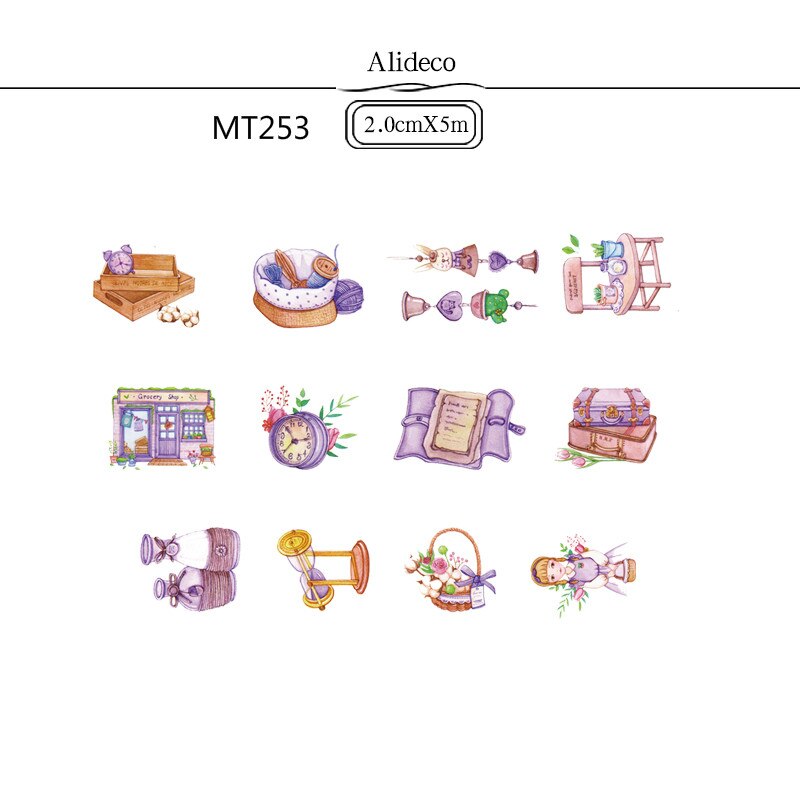 1 stk /1 mye washi maskeringstape havfrueblomst dekorativt selvklebende scrapbooking-papir japanske klistremerker 5m: 253 ganger