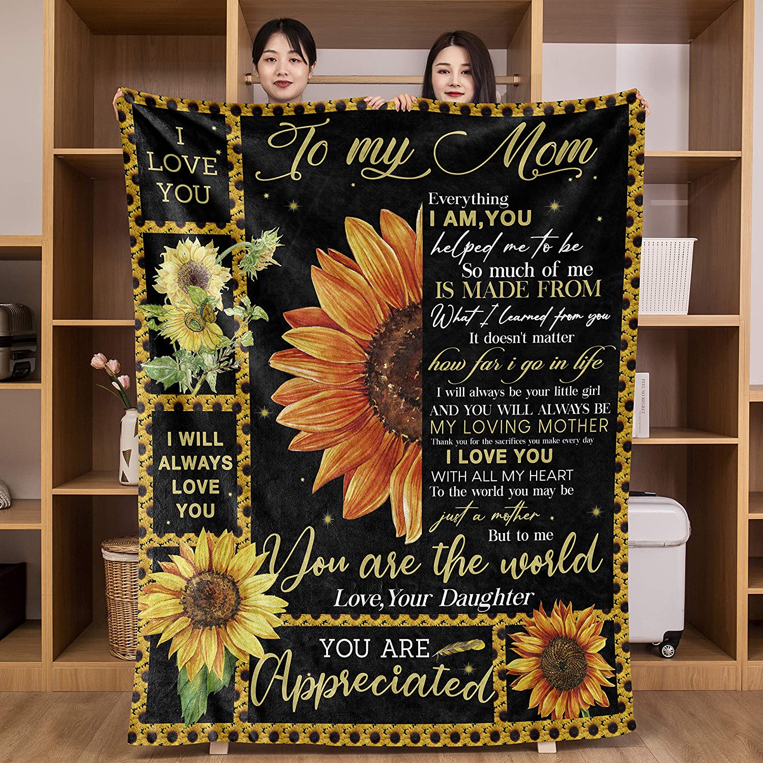 Do mojej mamy koc słonecznikowy dla mamy od córki rzuć koce koc rzuć narzuta na kanapę koce i rzuca koce: To Mom Daughter / 125x150cm