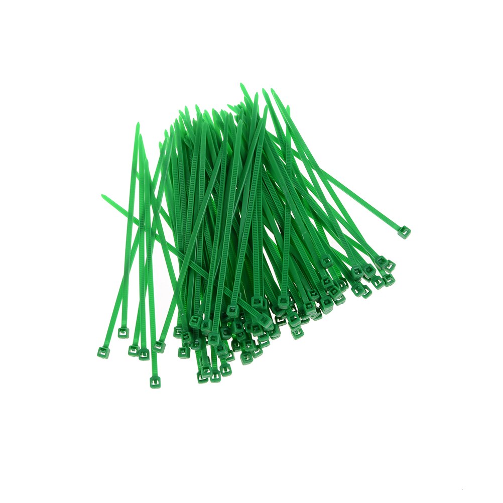 100 stk/pakning plast nylon kabelbindere, tråd lynlås farverige fabrik standard selvlåsende: Grøn