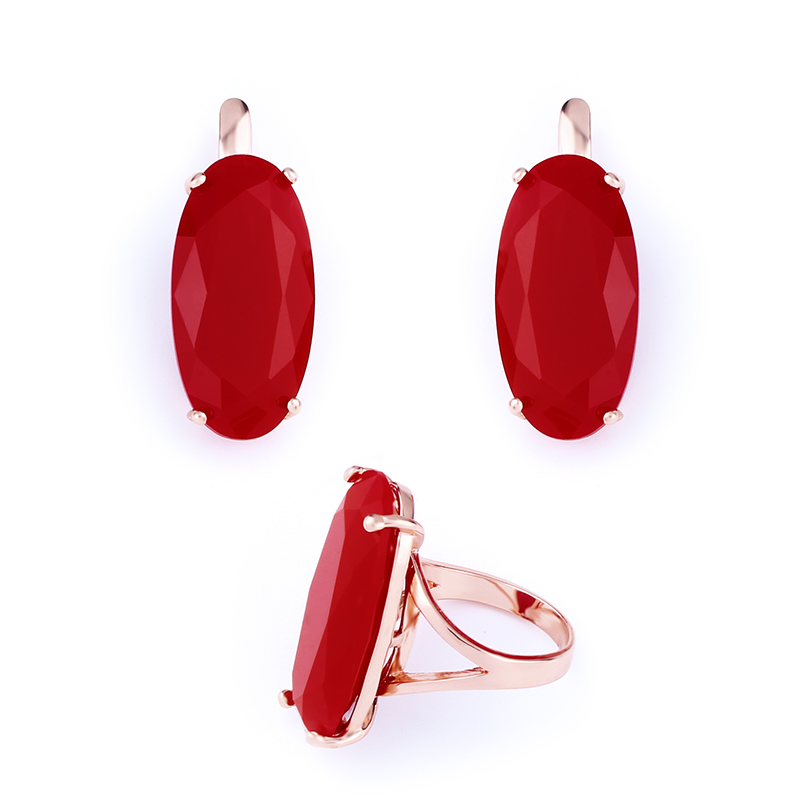 Rosso Granato Pietra Insieme Dei Monili per le Donne di Nozze Grande Anello di Pietra e Orecchini Set Rosso Granato Orecchini Set di Gioielli D&#39;epoca rige66: Red / 8