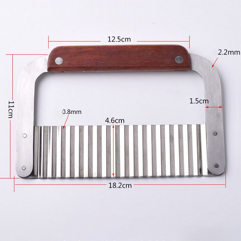 7-Inch Stainless Steel Potato Slicer Cutter International Wood Handle Serrator for Kitchen Vegetable Tool Slicer