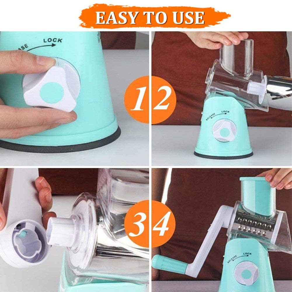 Keuken Swift Roterende Trommel Rasp Groente Kaas Cutter Slicer Shredder Grinder met 3 Uitwisselen Rvs Drums