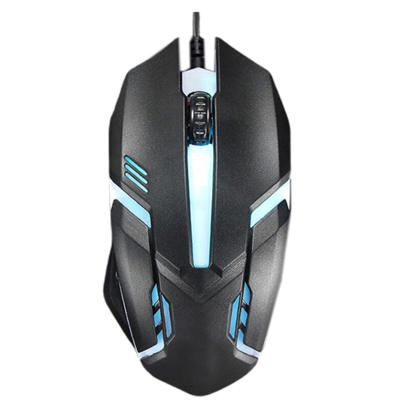 Ergonomic Wired Gaming Mouse Button LED 2000 DPI USB Computer Mouse With Backlig: Black