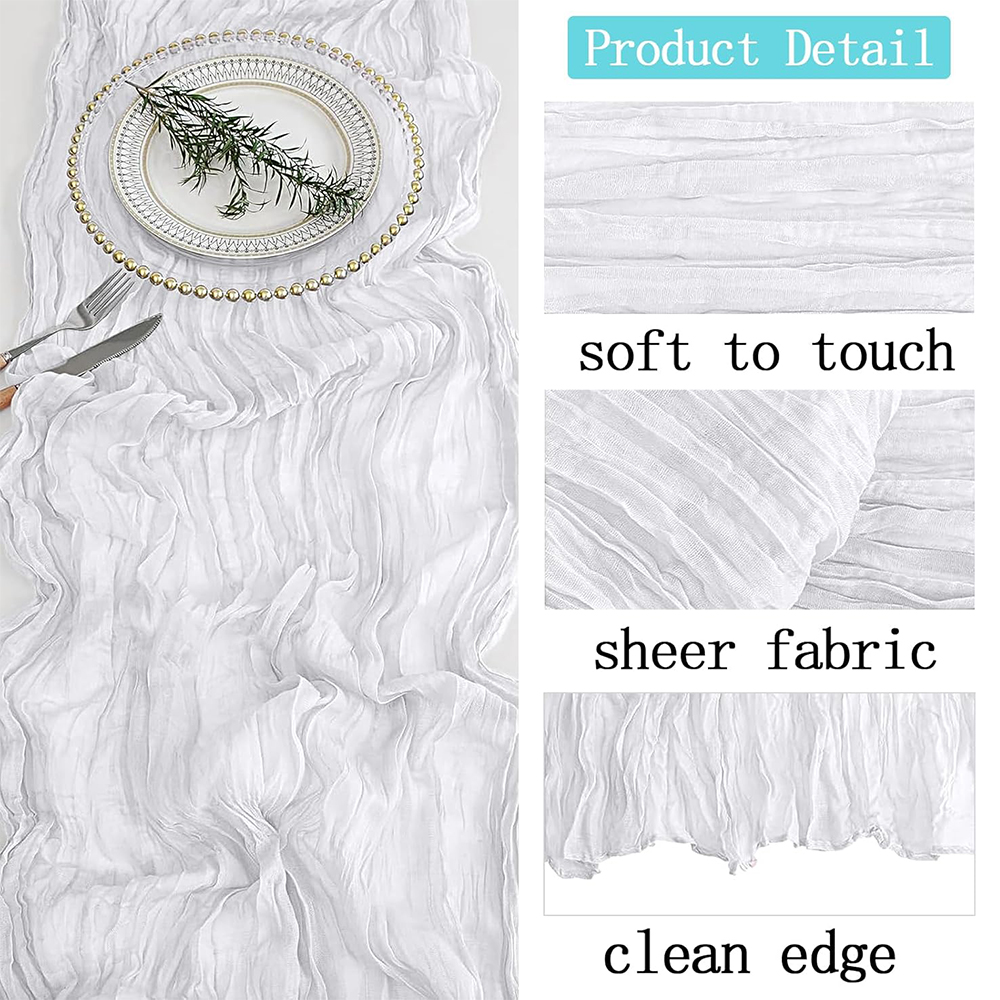 Julegrøn rød bordeaux ostedug bordløber boho rustik gaze terrakotta bordløber til bryllupsfest fødselsdagsdekoration: 32*210cm / Lysegul