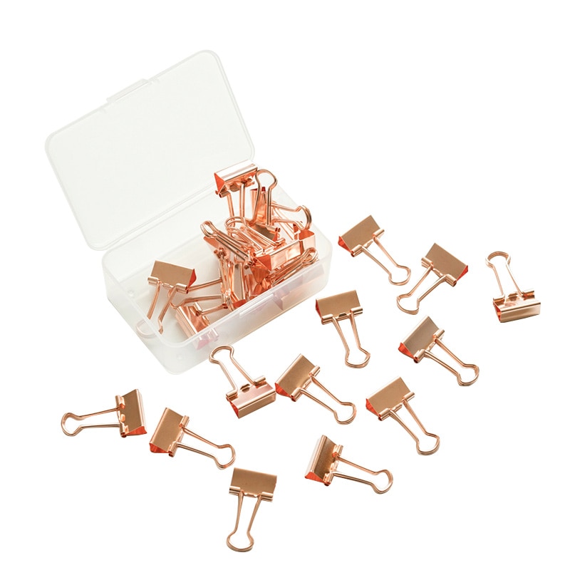 TUTU 18pcs Rose Gold Color 19mm Binder Clip Hollow Out Binder Clips Photos Tickets Notes Letter Paper Clip H0331