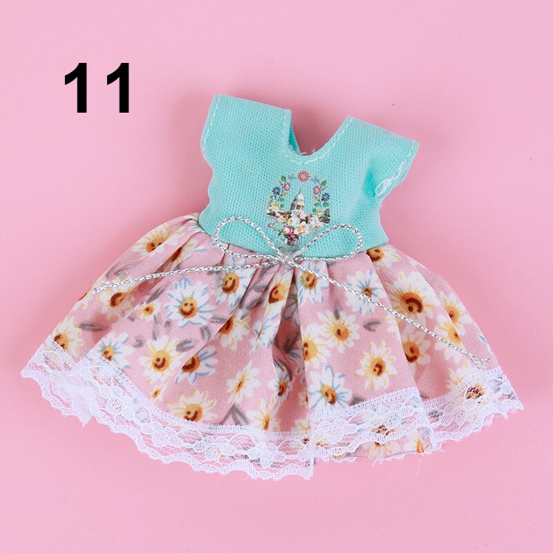 16cm bjd baby dukke tøj 1/12 blomster prinsessekjole dagligt fritidstøj tilbehør dukker legetøj til piger cool: 11