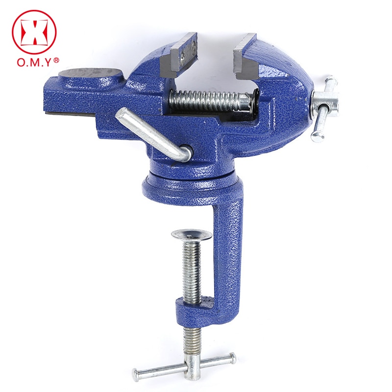 Table Vise Vice Light Duty Mechanic Clamp-on Table Vise 360 Degree Swivel Base Cast Iron Table Top Clamp Press Vice with Anvil