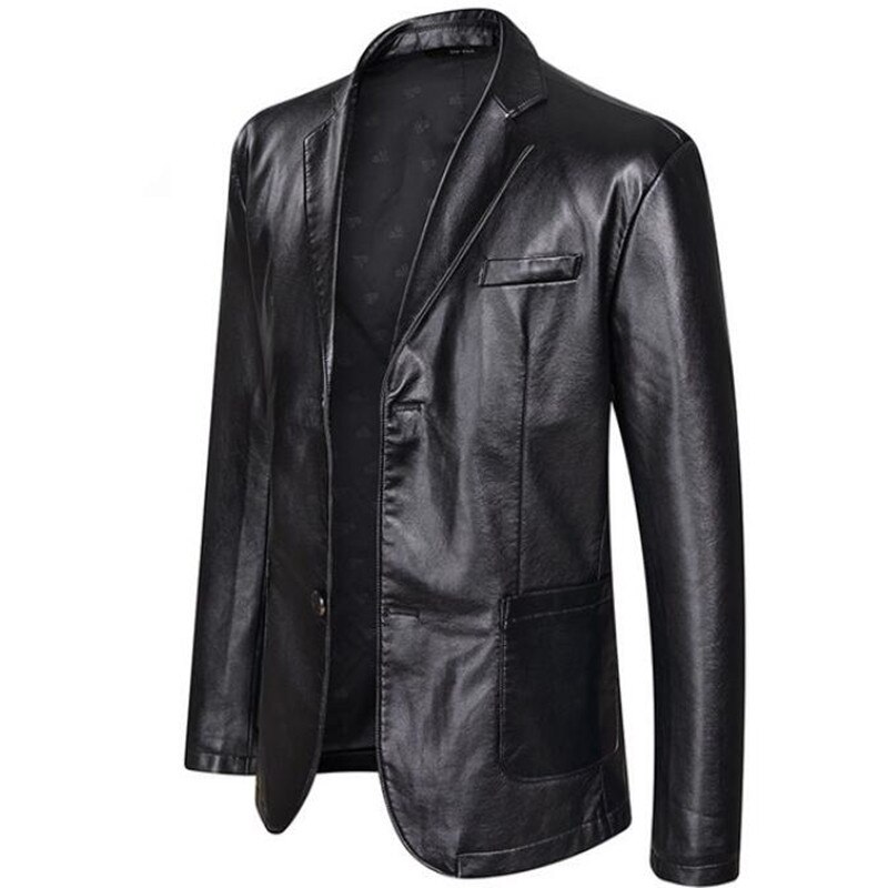 Men Blazer Jackets PU Leather Jacket Party/Wedding/Business Blazer Leather Jacket Male Outwear Plus Size 5XL 6XL 7XL: black / M