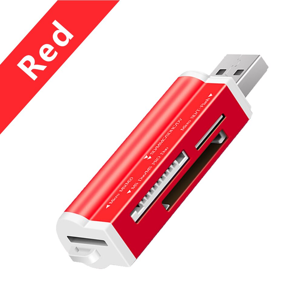 Adaptateur usb 4 in pour lecteur 1 2.0 mémoire micro sd tf  m2 mmc ms pro duo: Rouge
