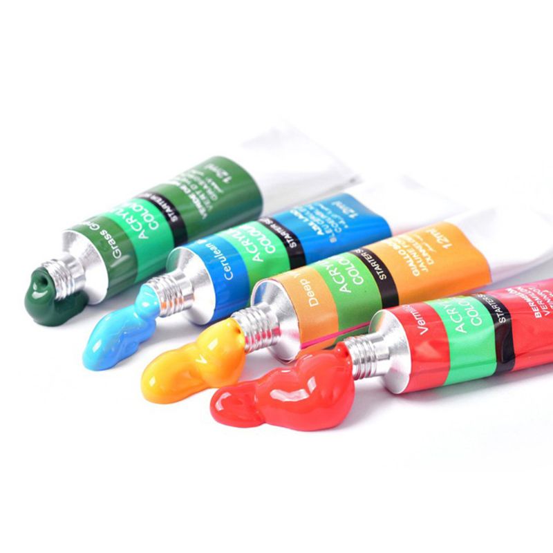 12/24 colores de acrílico pincel para pintar 12ml tubos de artista dibujo pintura pigmento pintado a mano cuadro de pared DIY