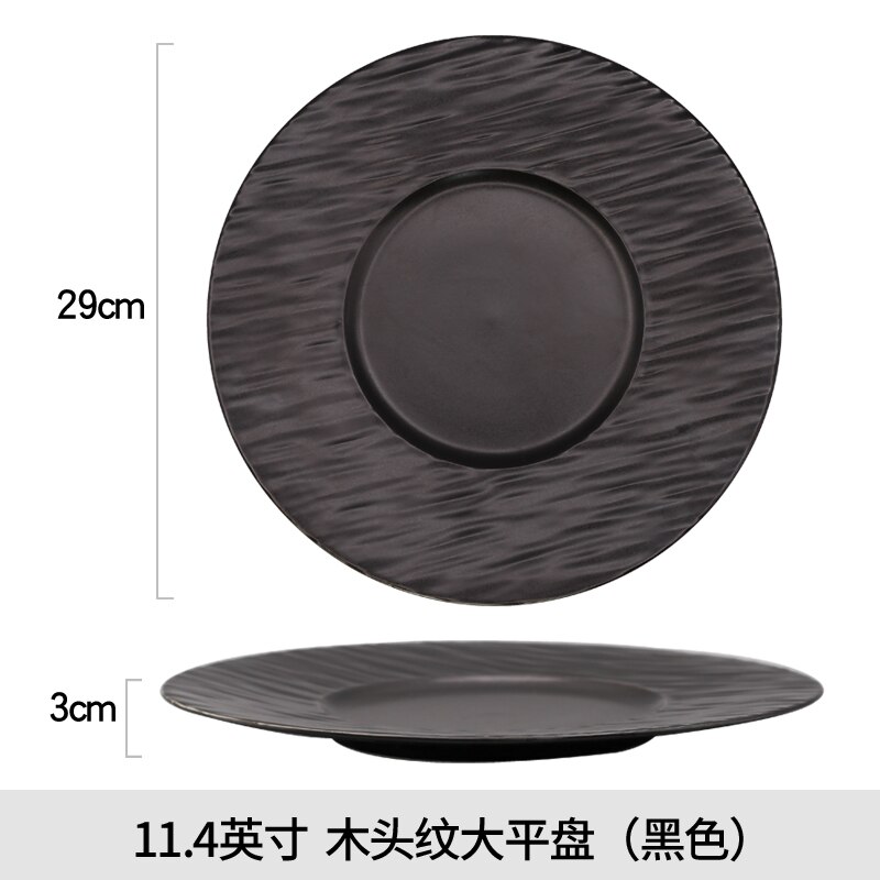 Simple Black White Ceramic Plate Restaurant Hotel Tableware Set Steak Pasta Dessert Plate Large Cooking Plate Kitchen Utensils: D