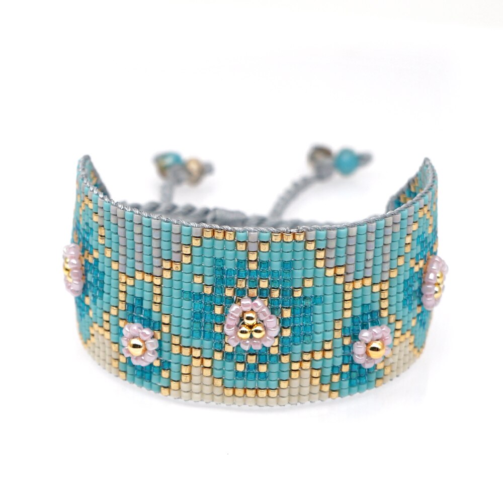 gehen2boho Armbinde für Frauen Armbänder Schmuck Boho Blume Pulseras Mujer Moda Handgemachte Handgemachte Webstuhl Gewebt Schmuck Armbinde