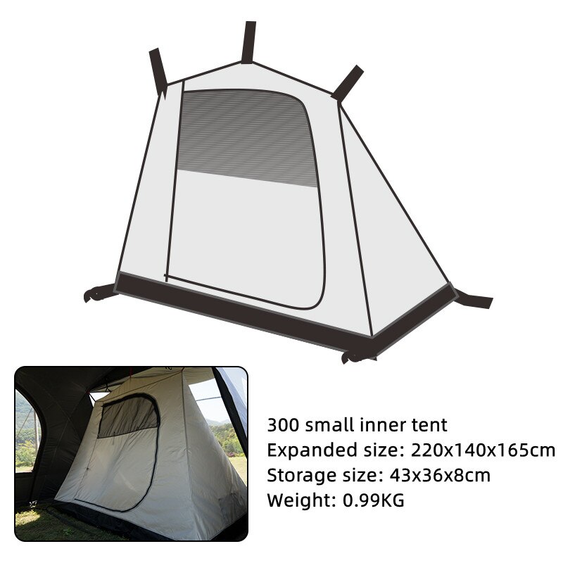 Mobi Garden Camping Outdoor Picnic Tent Weatherproof Sunscreen 3-4 People Large Space Tunnel Tent Camping Tent Travel Cover: Inside small tent