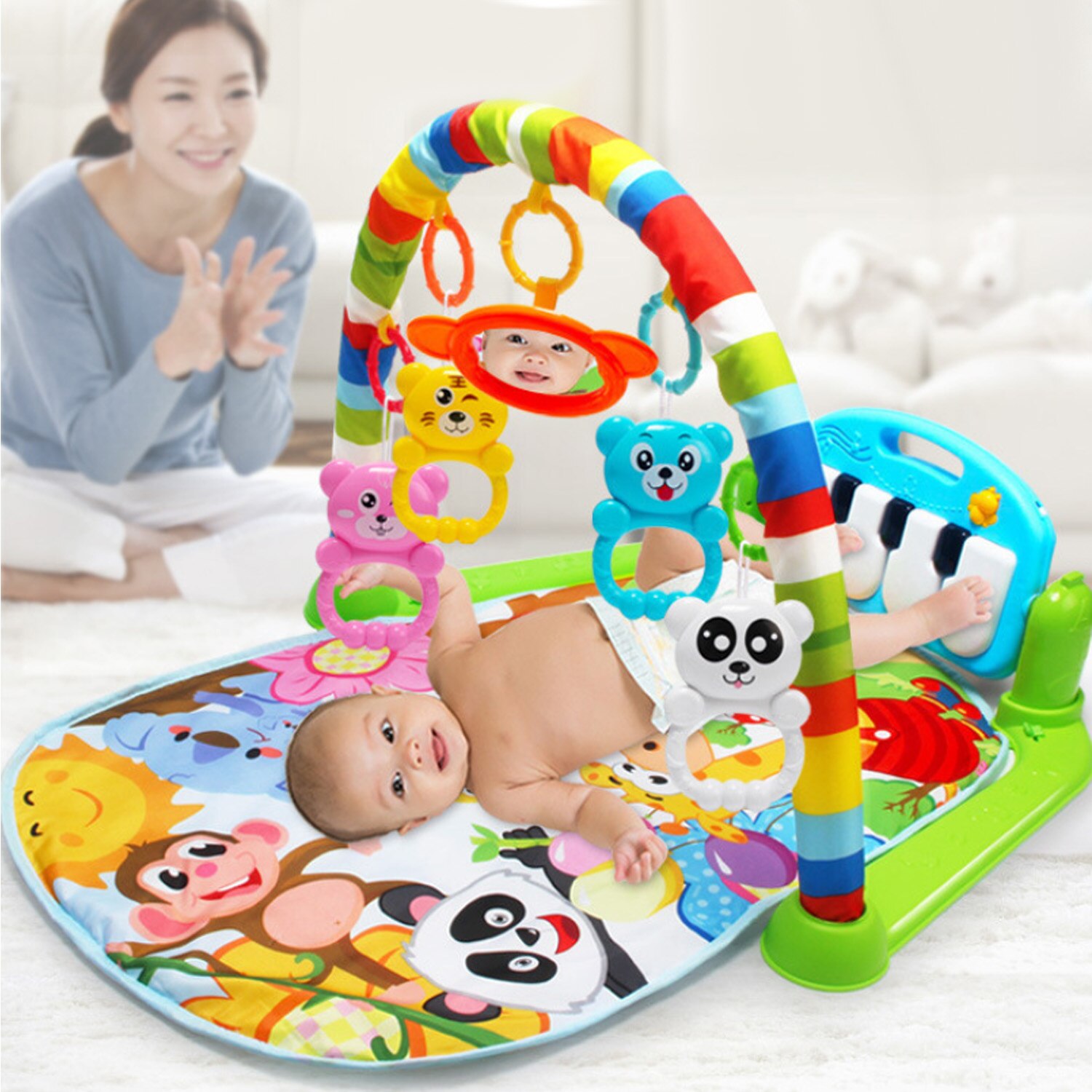 Baby Spelen Muziek Mat Tapijt Kids Kruipen Tapijt Muziek Pedaal Piano Activiteit Gym Fitness Rack Mat Tapijt Voor Baby Gym activiteit Matten