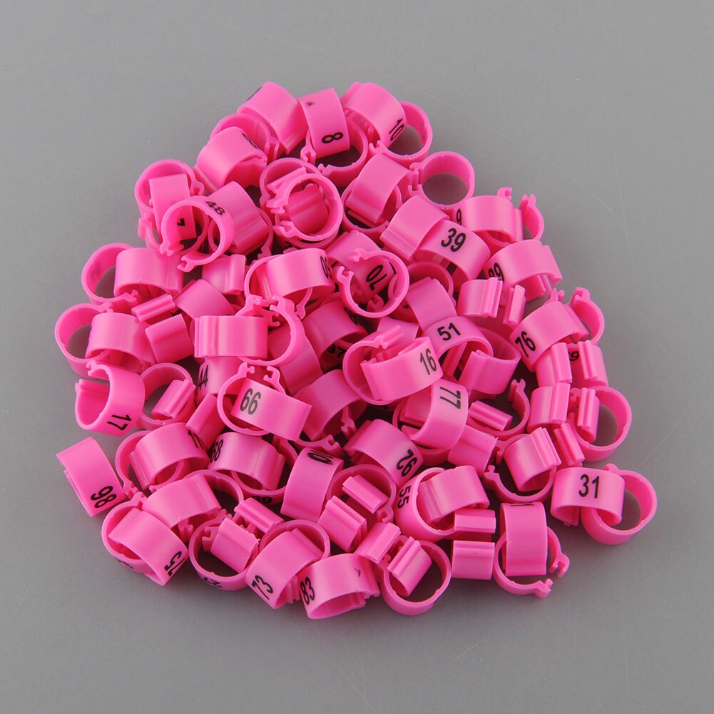 100Pcs Poultry Leg Bands Bird Pigeon Parrot Duck Hen Rings Clip 1-100 Numbered 10.5mm Poultry Leg Bands Leg Rings 10 Colors Pet