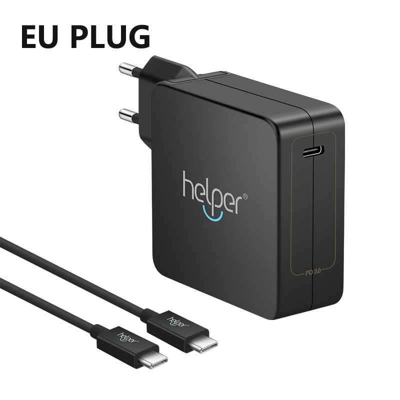 65W USB Type C Charger Adapter With PD PPS protocol for Macbook Pro 13 15 16 inch XiaoMi air pro and most USB-C devices: Black EU