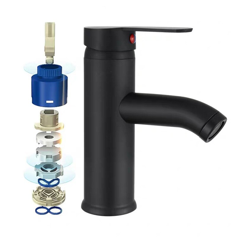 Basin Basin Deck Mounted Sink Cold Water Bathroom Faucet Mixer Taps Stainless Steel Matte Black Lavatory Sink Tap Tools