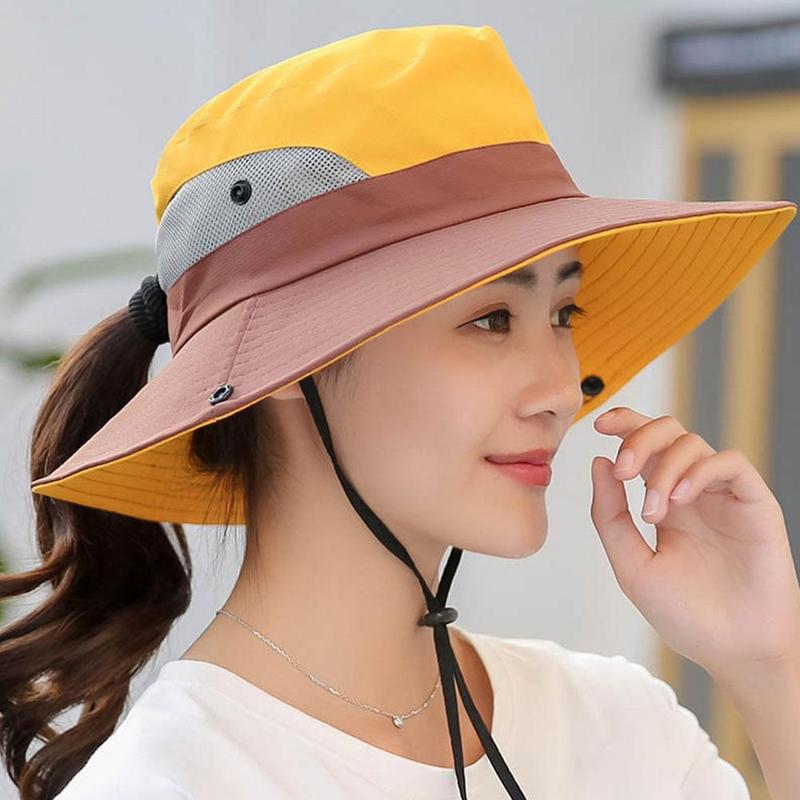 Cappello di pesca Del Sole Protezione UV UPF 50 + Cappello Del Sole Della Benna di Estate Delle Donne Degli Uomini di Grandi Dimensioni A Tesa Larga Bob Escursioni All'aperto cappello con Tracolla A Catena