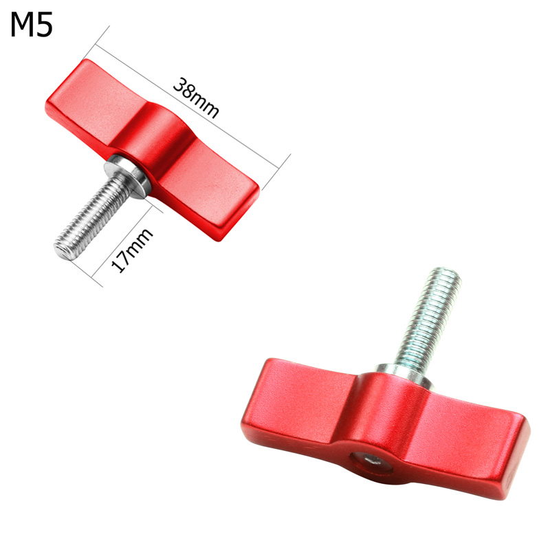 Adjustable T Shape Screw Handle Set 4/5/6mm Rail Rod Slider Clamp Locking Screw Wrench Clamp Adapter Photography Accessories: 2pcs M5x17 Red