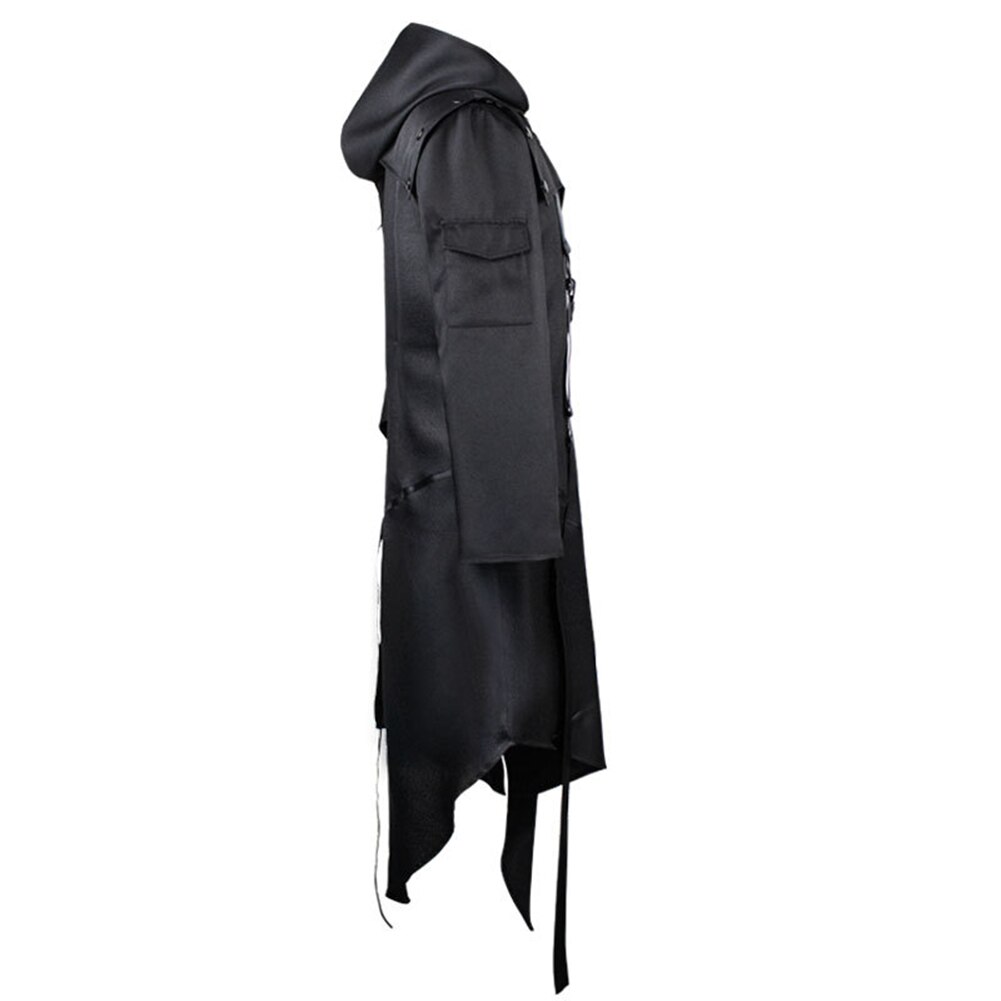 Mannen Halloween Gothic Lange Mouw Capuchon Pure Kleur Halloween Cosplay Vintage Kostuum Мужская Куртка