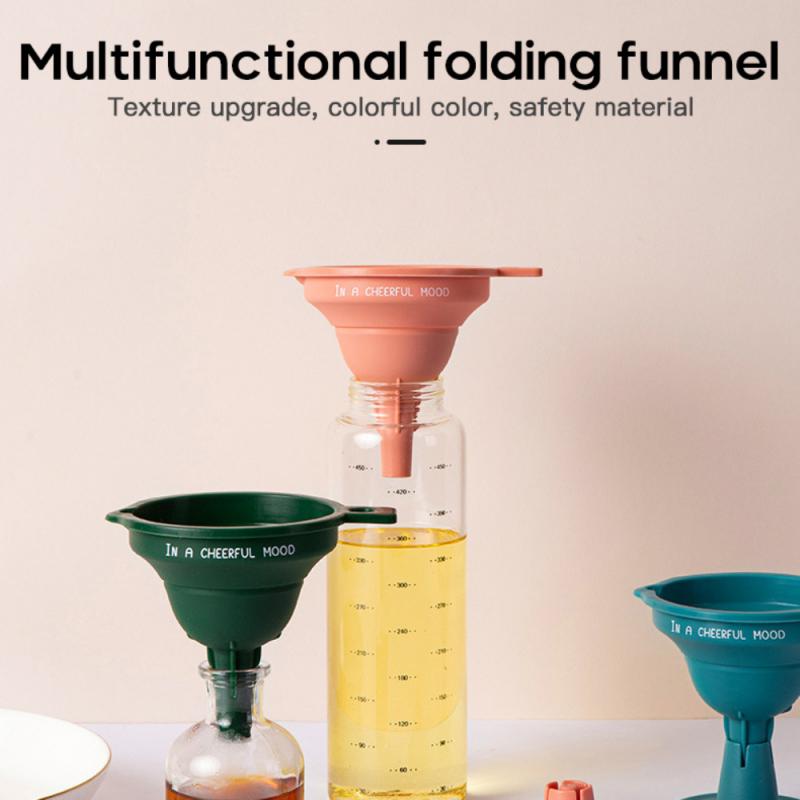 Folding Portable Funnel Silicone Liquid Fliter Collapsible Funnel Kitchen Liquid Dispensing Portable Multifunctional Oil Funnel