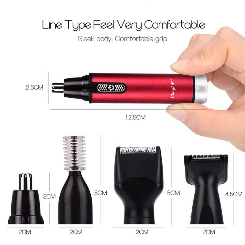 4 in 1 mannen Gezicht Ontharing Kit Oor Neus Trimmer Elektrische Wenkbrauwen Neus Bakkebaarden Hair Cutter Scheerapparaat Batterij aangedreven P46