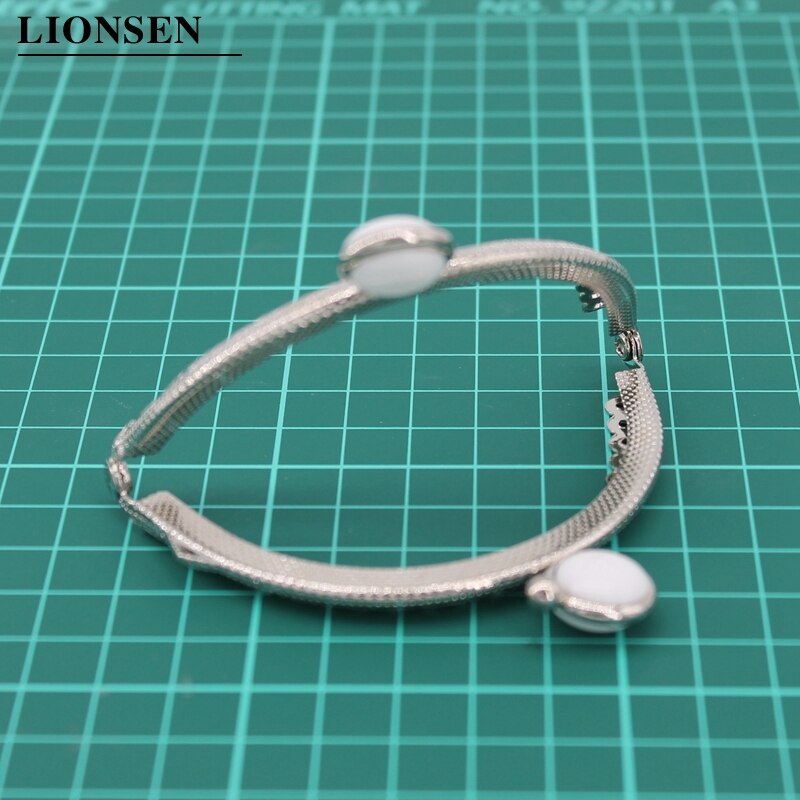 Lionsen 8.5cm flad perle sølv metal pung ramme håndtag til clutch taske håndtaske tilbehør fremstilling kyss lås lås