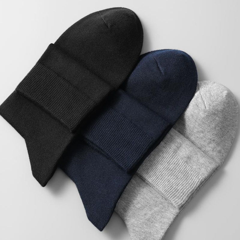5 Pairs Solid Color Cotton Socks Men Business Casual Breathable Spring Winter Warm Male Crew Socks