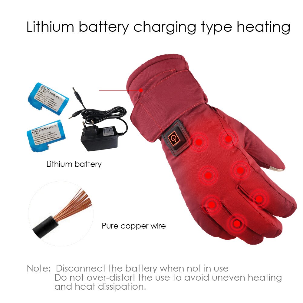 Women Touch Screen Heated Gloves 7.4V 3 Temperature Levels Battery Heating Warmer Winter Waterproof Thermal Snow Skiing Mittens
