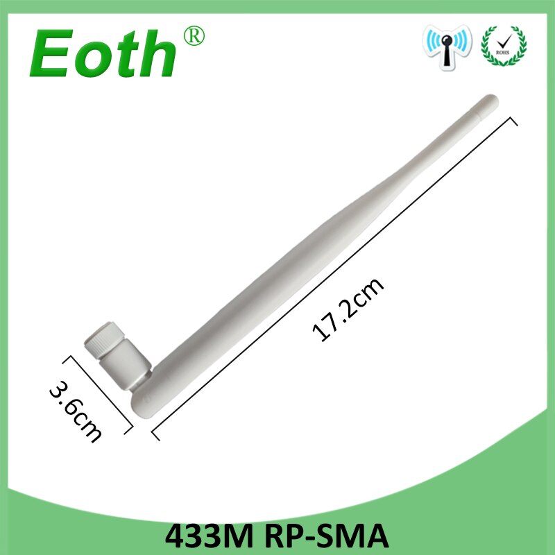 1pcs 433Mhz Antenna 5dbi GSM 433 MHz RP-SMA Connector antena 433m Rubber Aerial Wireless Repeater for watermeter antenne