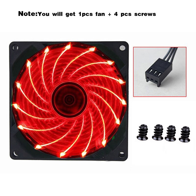 90mm LED Light 4PIN 3PIN PC Desktop Computer Case Cooling Cooler Fan 12V 9225 92x92x25mm GPU CPU Cooler Double Halo Light: 1PCS 9225Red-3PIN