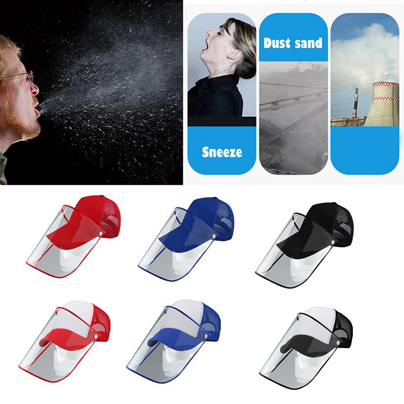 Anti-spitting Protective Baseball Cap with Dustproof Transparent Cover Outdoor Face Cover Caps H7JP