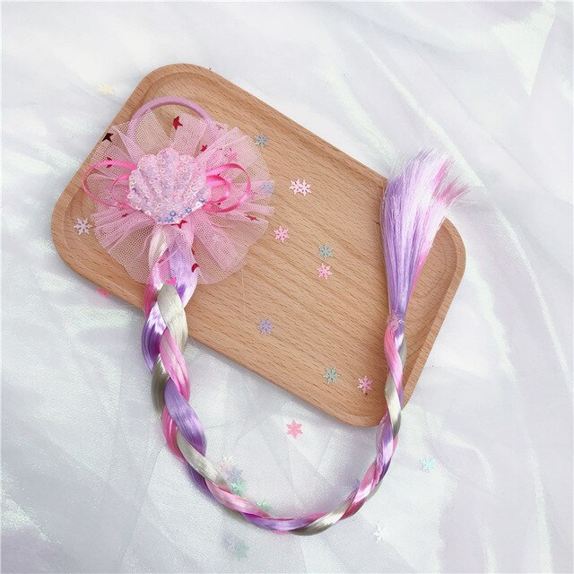 Diadema trenzada de mariposa con lazo de dibujos animados para niña, soporte para cola de caballo, bandas de goma, accesorios para bebé, peluca: 4