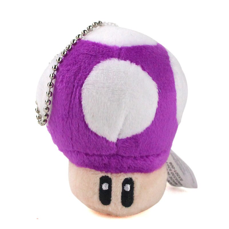 1Pcs 8Cm Super Mario Bros Mushroom Pluche Sleutelhanger Speelgoed Super Mario Bros Toad Mushroom Soft Gevulde Pluche Hanger voor Kids: 8cm Purple