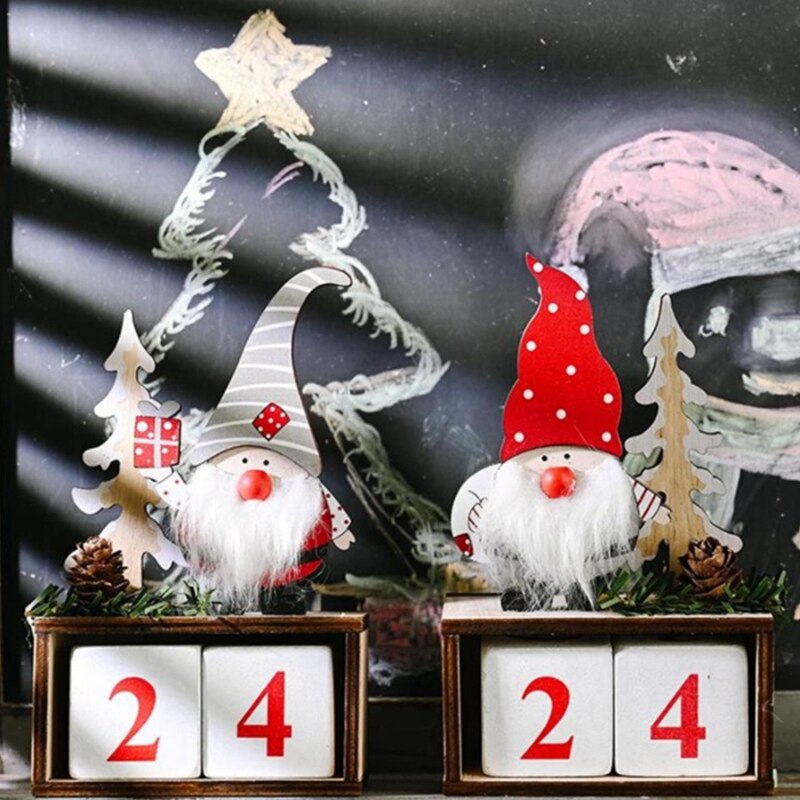 Kerst houten kerstman bureaublad ornament kerstversiering houten dennenappel kalender ouderen ornamenten