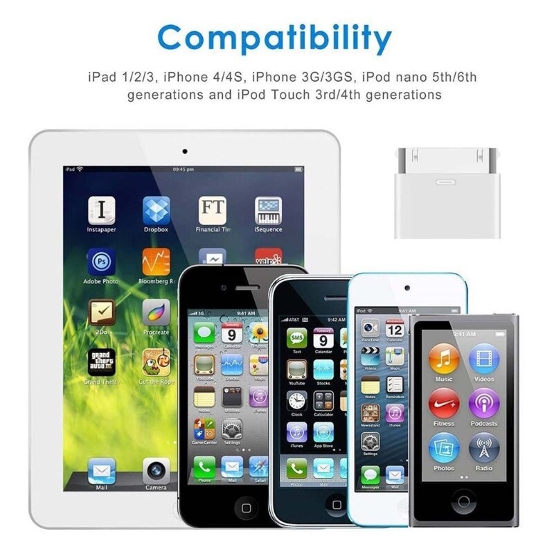 8pin Female To 30pin Male Adapter Converter For iPhone4 4S iPad2 3 iPad Touch3 4 White &amp; Black