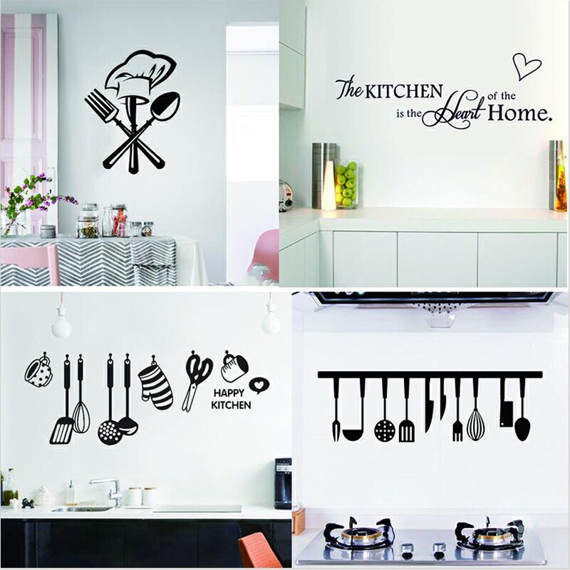 Enjoying Your Cook Time Kitchen Wall Stickers Decals Fun Cook Utensils Home Decor Restaurant Refrigerator Wall Decals#001