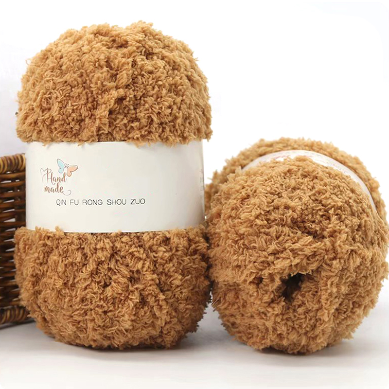 50g/rollo de hilo Coral de terciopelo suave para manualidades, hilo de lana tejido a mano, bufanda de ganchillo, suéter, manta, hilos de visón esponjosos, hilo de línea: Oro