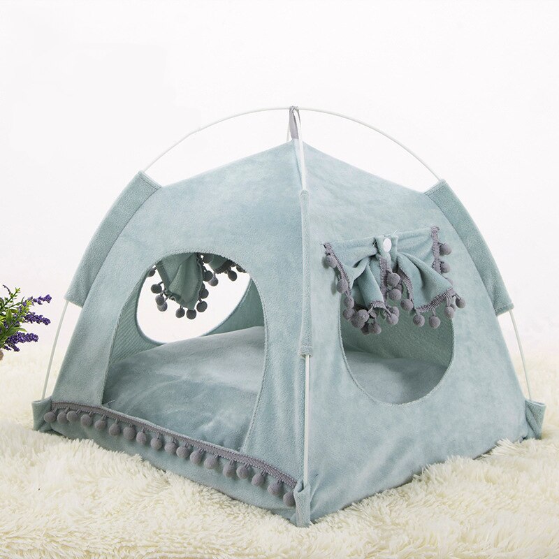 Prinses huisdier hond kat opvouwbare tent bed ademend kitten hondenhok gaas katten puppy kennel vier seizoenen kussen kat huisdier tipi