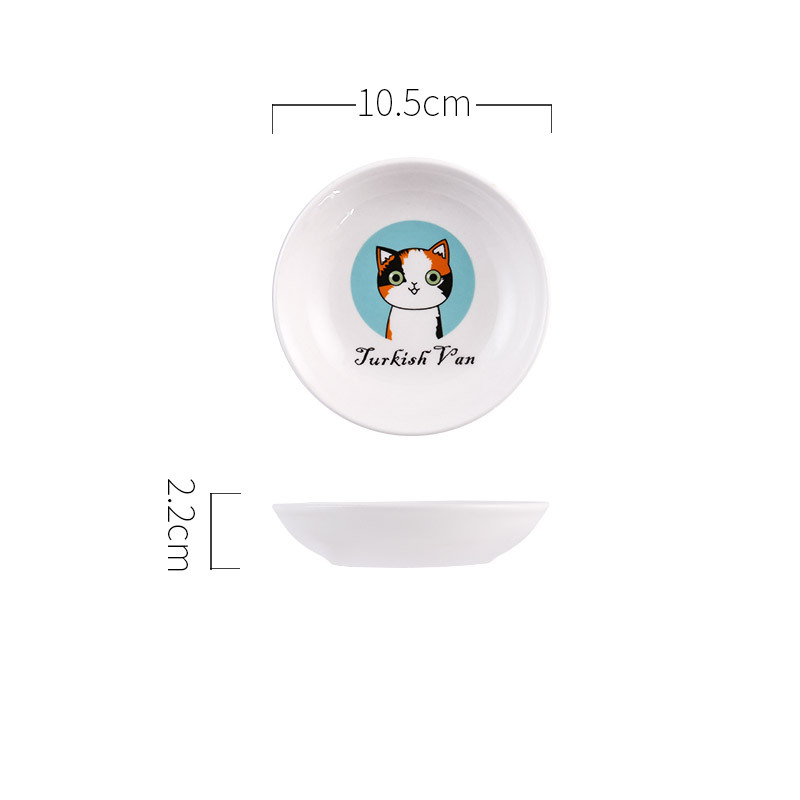 Cute Cat Small Saucer Shape Mini Plate Ceramics Cartoon Dish Snack Plate Chinchilla Squirrel Hedgehog Bowl: blue