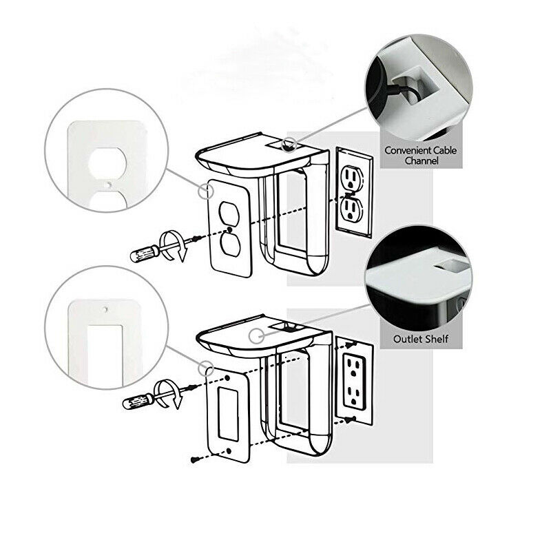 Multi Function Wall Mount Shelf Stand Outlet Phone Tablet Charging Holder Socket Bracket