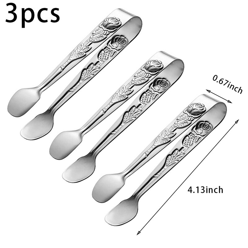 Rose Handvat Suiker Tang, 4-Inch Mini Voorgerecht Tang, Roestvrij Staal Kleine Suiker Tang, Ijs Tang