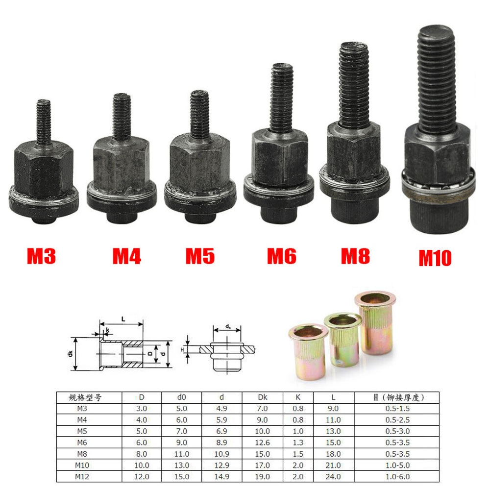 Nakrętka nitu ręcznego głowica pistoletu nakrętki prosta instalacja instrukcja nitownik Rivnut narzędzie akcesoria części robić nakrętek M3 M4 M5 M6 M8 M10